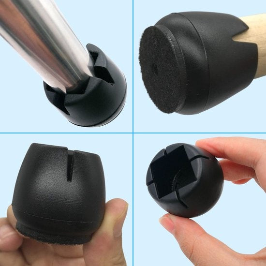 Stuhlbeinschützer Bodenschützer Ø22-25 mm - Stuhlbeinkappen Möbelkappen 24 Stück - Runde & quadratische Stuhlkappen Bodenschützer Stühle - Earkings Black