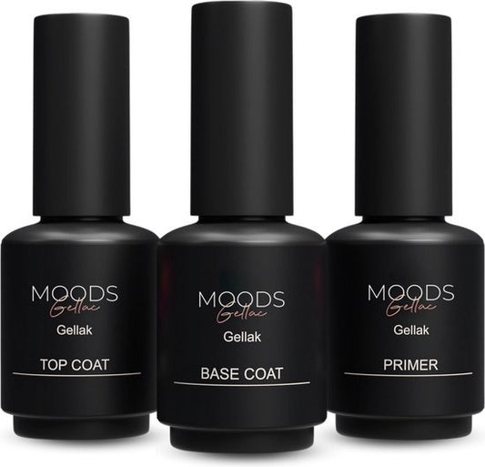 Moods Gellac Starter Pack - Grundierung - Basislack - Decklack - Gellack - LED-Lampe Nagellack - 7.3 ML