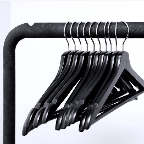 LifeGoods Kleiderbügel - Mit Hosenstange - Hartholz - Schwarz - 30 Stück