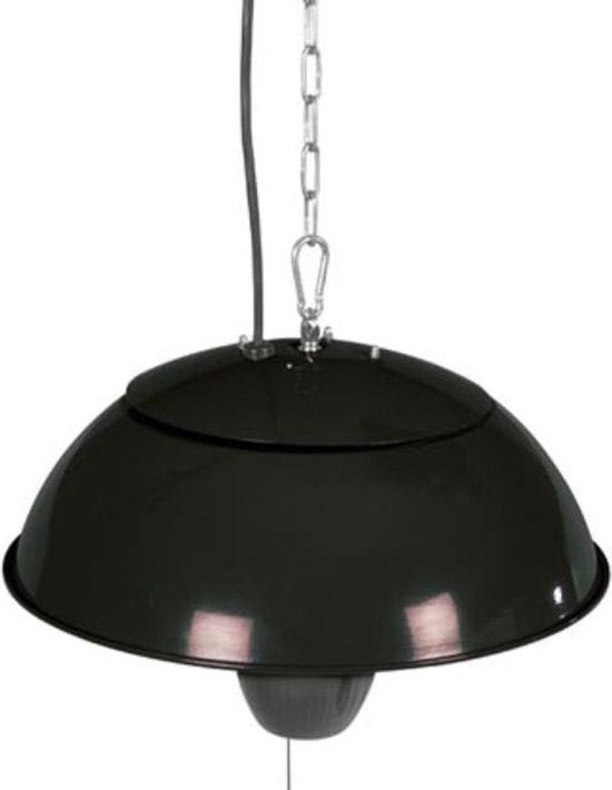 Perel Terrassenstrahler, 1500 W, Halogen, Deckenmontage, mit Zugschalter, Kette, 1 Heizstufe, spritzwassergeschützt, Metall, schwarz