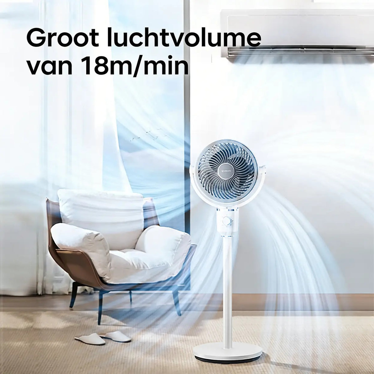 Airmate Luftzirkulationsventilator – Verstellbar 45–108 cm – 3 Flügel