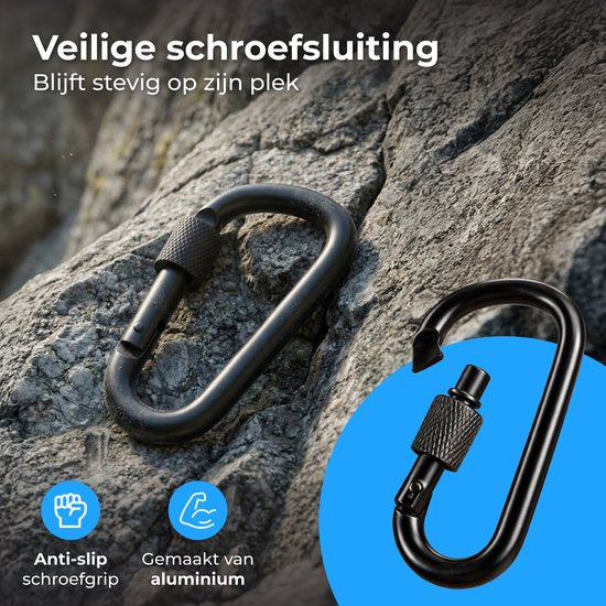 Nuvance Karabiner – 5 Stück – Karabiner-Schlüsselanhänger – 77 mm – Musketonhaken – Carabiner