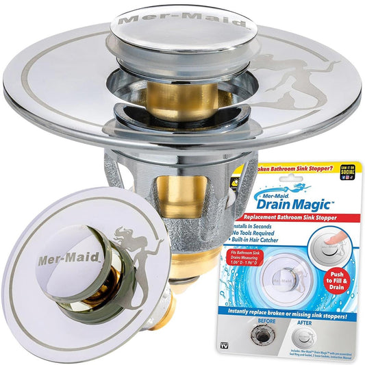 Mer-Maid Drain Magic Abflussstopper – Chrom/Messing