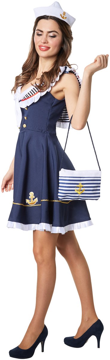 Dressforfun - Damenkostüm Schlossherrin - Langes Kleid aus Satin & Samt mit Goldstickerei und Kopfschmuck - Größe M