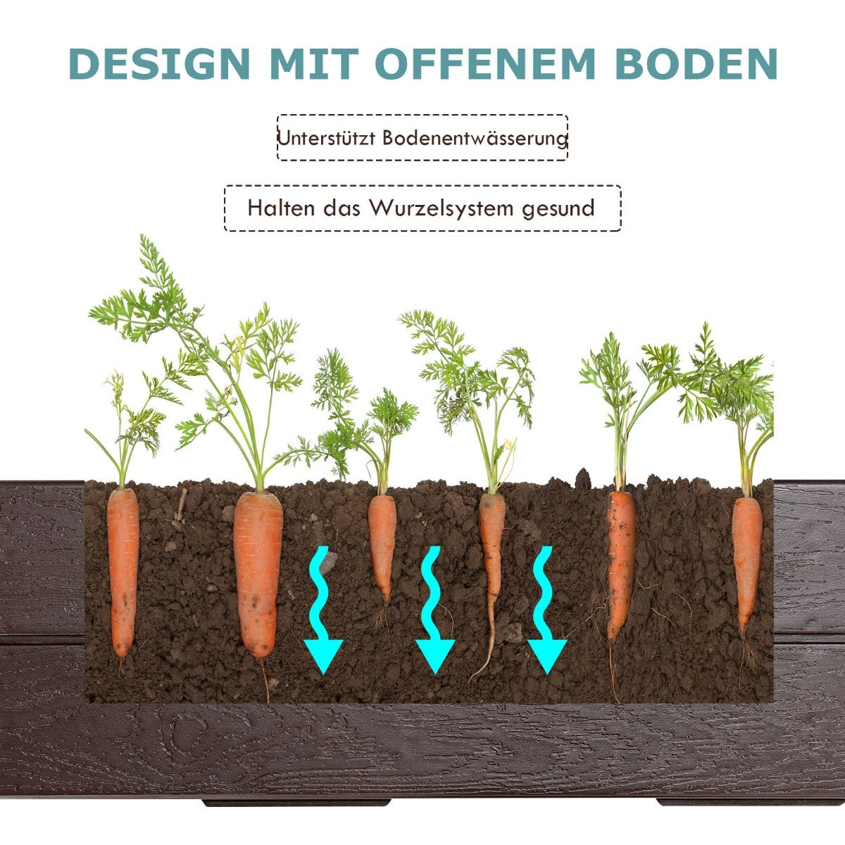 Coast 120 x 120 cm Hochbeet sechseckiger Pflanzkasten für Blumen braun für Blumen