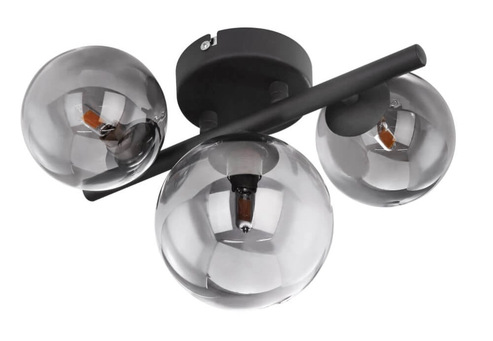 Globo Deckenleuchte Riha – Schwarz mit Rauchglas – 20,8 x 28,3 cm
