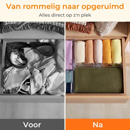Posity Schubladenteiler - Verstellbar & ausziehbar - 12 Stück - Schubladenorganisation - Für Küche, Schlafzimmer & Kleidung - Kunststoff - Transparent