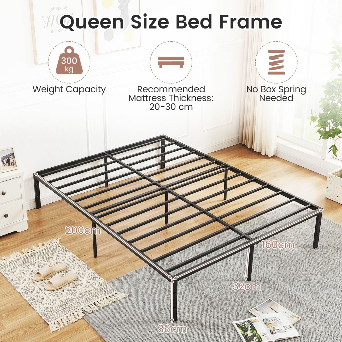 Coast Plattformbett – Metall-Lattenrost – Stauraum unter dem Bett – 160 x 200 cm – schwarz