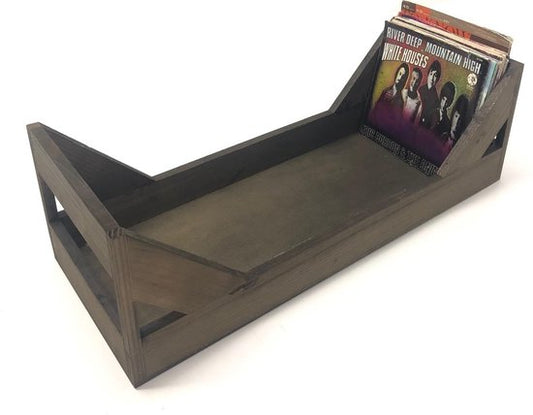 Lagerung LP Schallplatten hölzerne Lagerung Kiste 7-Zoll-Singles - 75 bis 100 Stück - braun
