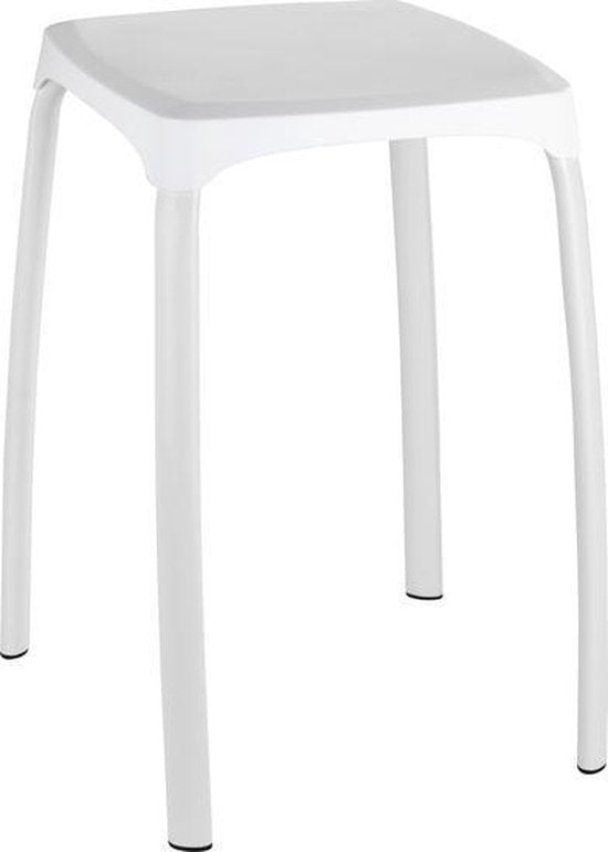 WENKO Badezimmerhocker Losani 29 x 47 cm, weiß – Duschhocker – Duschsitz – Duschstuhl – Belastbarkeit max. 120 kg