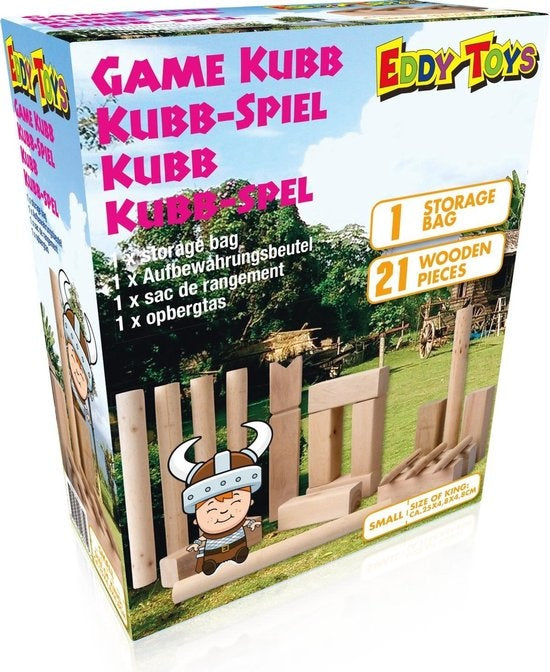 Eddy Toys Kubb Spiel - Kubb - Wikingerschach - Holz - mit Aufbewahrungstasche - klein