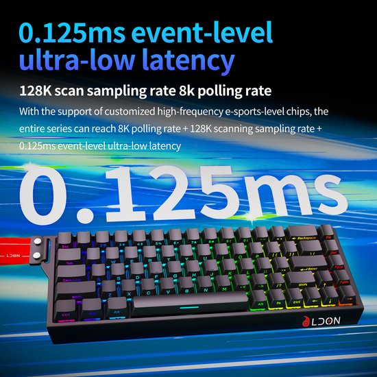 Mide68 – 65 % kabelgebundene Gaming-Tastatur – RGB-beleuchtete Tastatur – Mechanische Tastatur mit Hall-Effekt-Rapid-Trigger-Schaltern – Hot-Swap – 8 kHz – 0,01 mm Reaktionszeit – 0,125 ms – Seitlich bedruckte Tasten – 68 Tasten – Bestes Preis-Leistungs-V