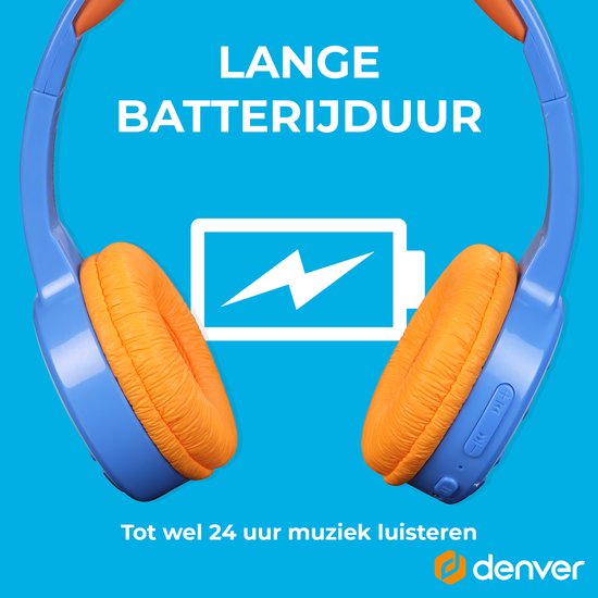 Denver Kopfhörer Kinder - Bluetooth - Drahtlos - bis zu 85db - Kinderkopfhörer - integriertes Mikrofon - BTH107BU