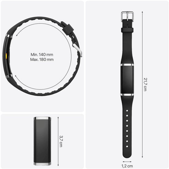 Activity Tracker - Wasserdicht IP68 - Misst Herzfrequenz, SpO₂ und Schlaf - Schrittzähler - Eloxiertes Aluminium - BREND App - Grau - BREND BR-2249