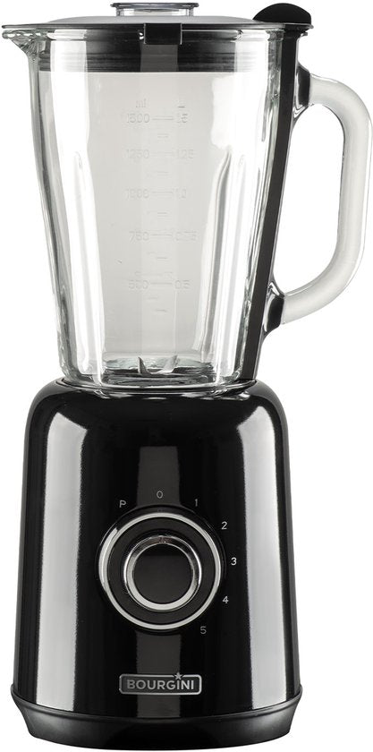 Bourgini Retro-Mixer – 5 Geschwindigkeitsstufen und Pulsfunktion – 1,5 Liter – Smoothie-Mixer – 500 Watt – Schwarz
