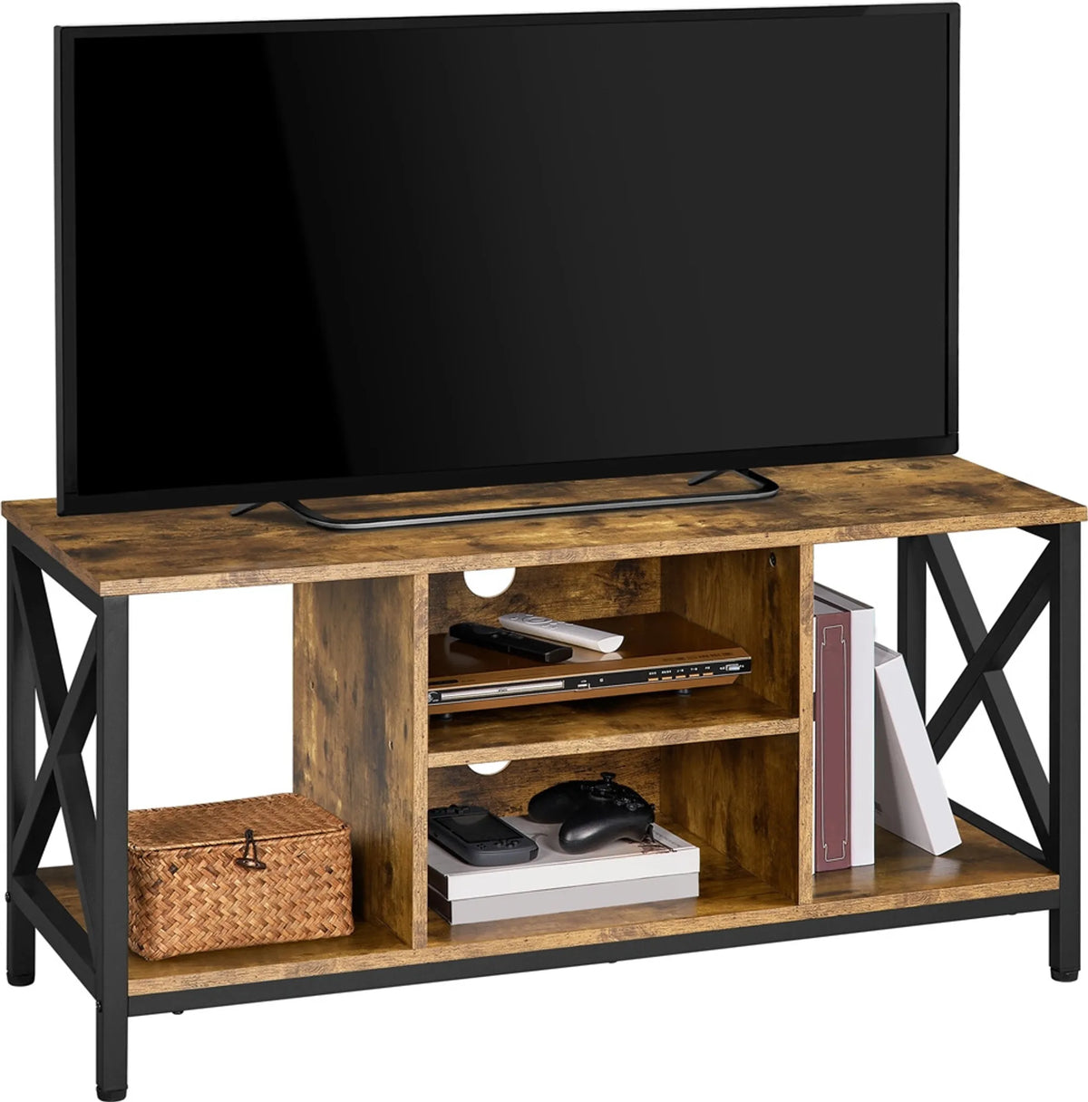 Yaheetech TV-Möbel 106 x 40 x 50,5 cm – Rostbraun – Industriestil – Offene Ablagefächer – 40 kg