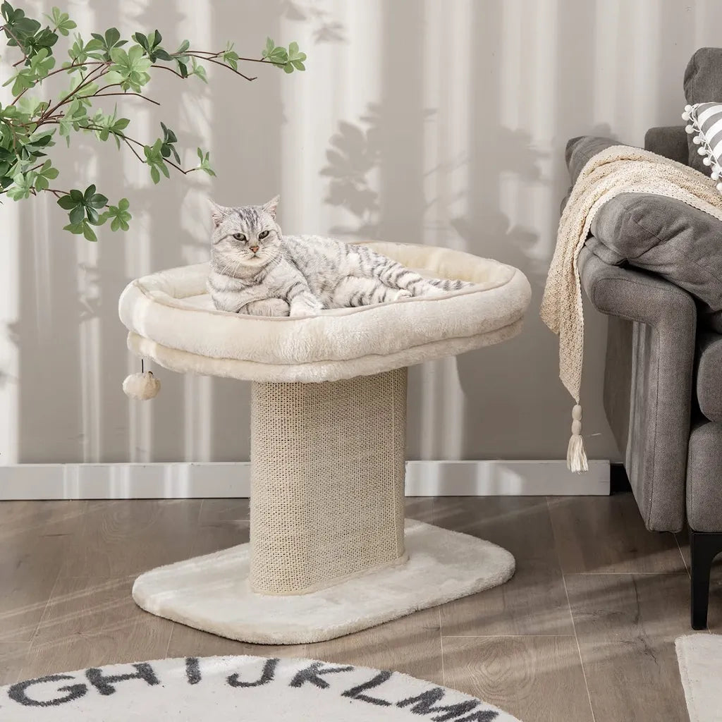 Coast Moderner Kratzbaum Katzenmöbel mit großem Plüschsessel und Sisalkratzbrett beige