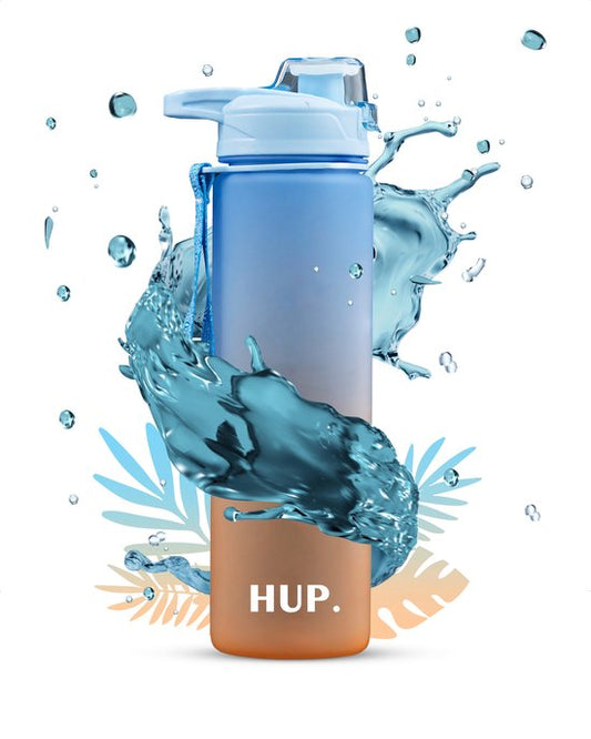 Hup. - Motivation Water Bottle - Wasserflasche 1 Liter - Trinkflasche - Wasserflasche mit Ausgießer - Trinkflasche für Erwachsene - auslaufsicher und BPA-frei