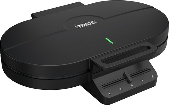 Princess 132384 Doppel-Waffeleisen – 10 herzförmige Waffeln – 1200 W – Einstellbarer Thermostat – 5 Stufen – Antihaftbeschichtung – PFAS-frei – Schwarz – Gaufrier