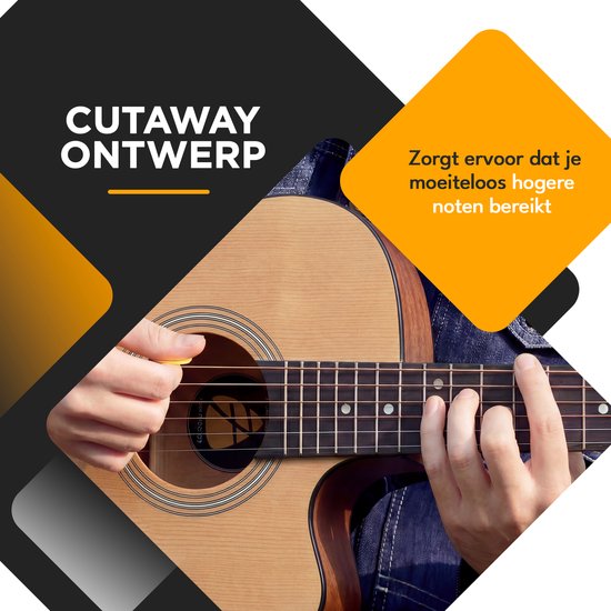 Finesse Premium Akustikgitarre – mit Videokurs – 4/4 41" – Massives Fichtenholz – Western-Gitarre – Gitarre für Kinder und Erwachsene – Natur