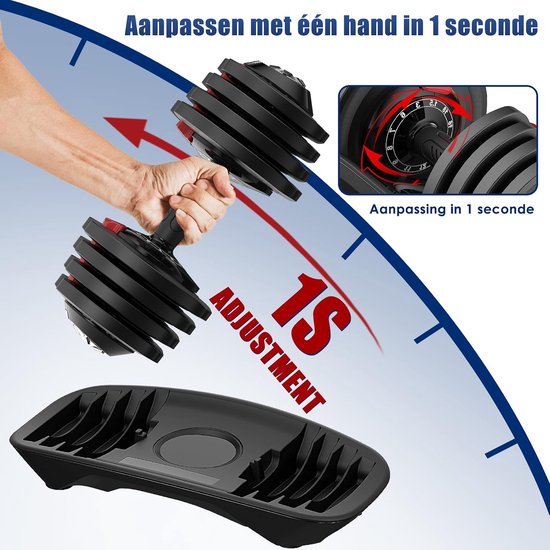 DH FitLife Verstellbare Hantel – 1,5 bis 18 kg – 12-in-1-Gewichtsverstellung – Platzsparend – Für das Krafttraining zu Hause