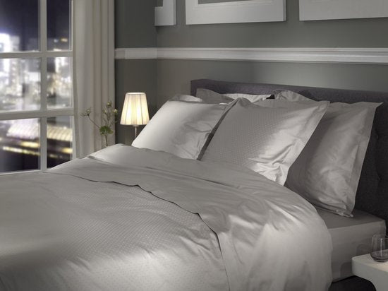 Heckettlane Bettbezug „Punto“ – Bettwäsche mit Punkten – 260 x 200–220 cm – Einzelbetten XL – Grau – Bettbezug aus 100 % Baumwollsatin