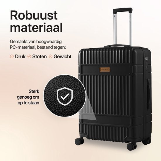 SKYCASES Classic Heritage - Großer Reisekoffer - TSA-Schloss - 76x52x30 cm - 100L - XL-Rollkoffer - 360° geräuschlose Rollen - Leichtgewicht - Trolley - Schwarz