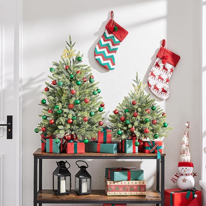 Yaheetech Mini-Kunstweihnachtsbaum 61 cm – Grün – Tischweihnachtsbaum mit Zementfuß und 62 PE-Zweigen