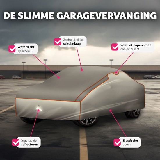 tectake - Car Cover - Autoplane - Hagelschutz - Wasserdichte Decke - Atmungsaktiv - Elastische Autogarage - Autozubehör mit Aufbewahrungstasche - Kompatibel mit vielen Modellen - Größe (LxBxH) 483x 178x 120 cm - Large