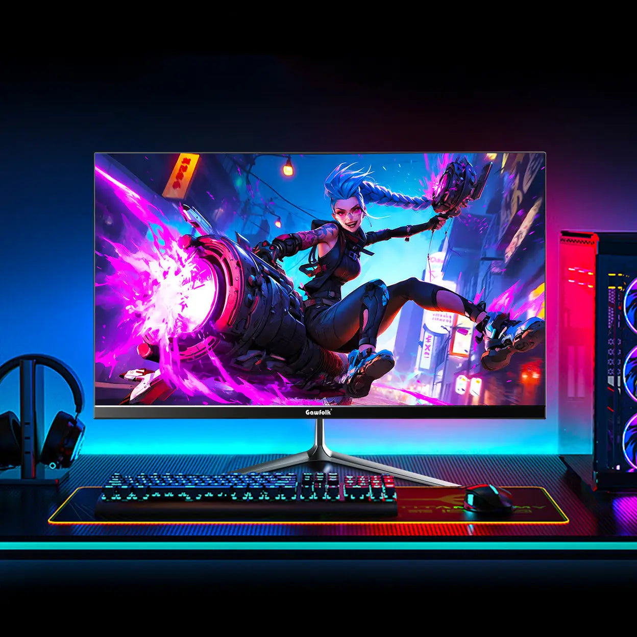 Gawfolk Curved Monitor GF220C – 22 Zoll – Full HD 1920 x 1080 – 75 Hz – VA-Panel – HDMI & VGA – Schwarz