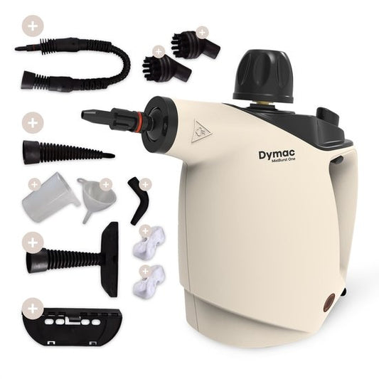 Dymac MistBurst One - Handdampfreiniger für Boden/Bank/Bad/Küche - Verschiedene Aufsätze - 450ML