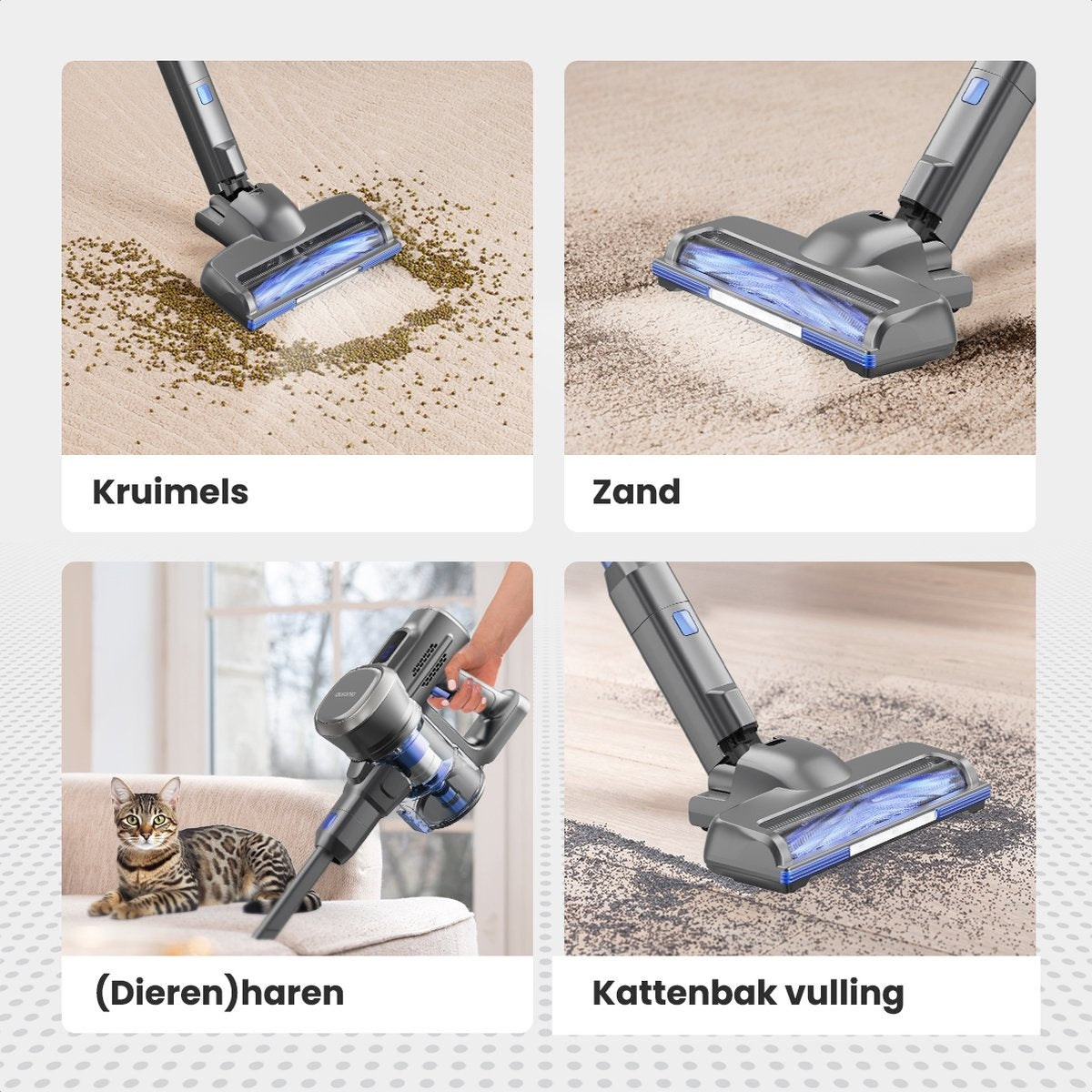 Auronic Stick Staubsauger - Kabellos - Beutellos - Akkubetrieben - Freistehend - 220 W - Grau/Blau