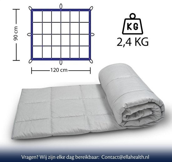 EL-Life - Kinder-Gewichtsdecke 2,4 kg - 90×120 cm – Kuscheldecke mit Gewicht – Inkl. Baumwollbezug in Blau & Grau