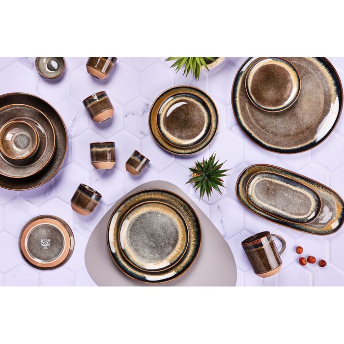 Björn - Geschirrset Genesis Basalt - 36-teilig & ofenfest - Asymmetrische Formen und Glasur - Für den täglichen Gebrauch und zum Essen - Anthrazitfarbenes Steingut