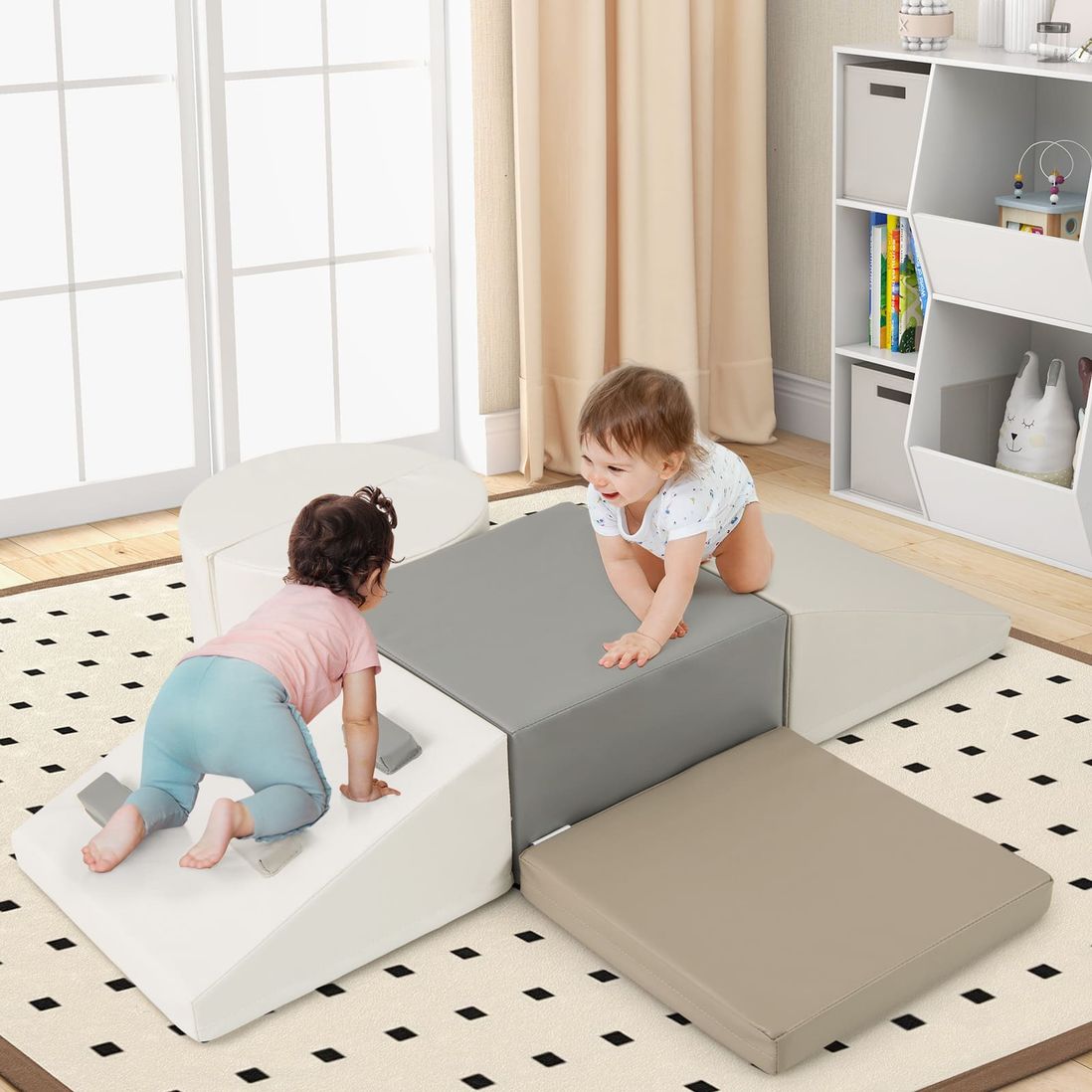 Coast 6-teiliges Schaumstoff-Kletterspielzeug - 40×20×40 cm - Weißes PU-Leder