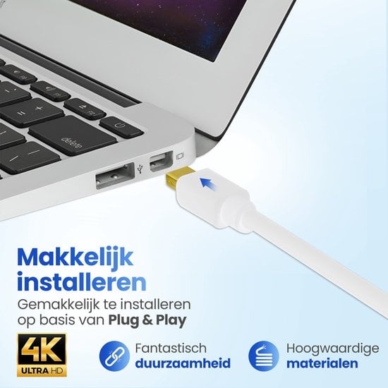 GarpexÂ® Mini DisplayPort zu HDMI Kabel - Mini DP zu HDMI Kabel - HDMI Kabel - 4K 30Hz Ultra HD - Weiß - 1.8 Meter