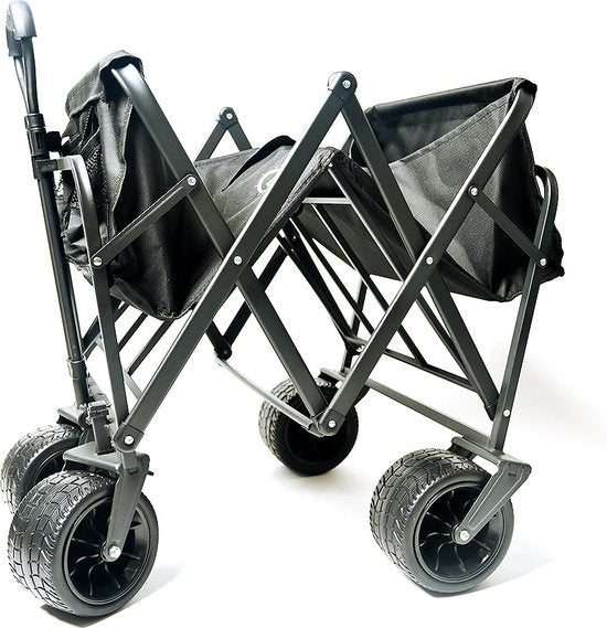FlinQ Wagon - Zusammenklappbar - Schwenkbare Räder - 130KG Tragfähigkeit - 100L Fassungsvermögen - Schwarz