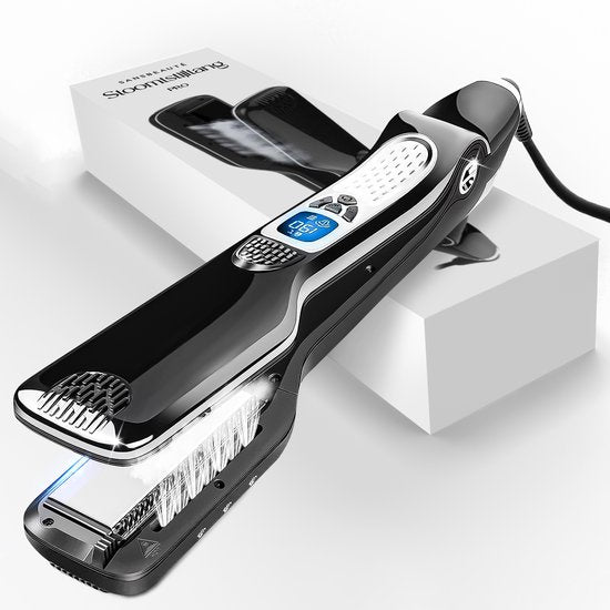 Sansbeauté® Dampfglätter - Dampfglätter - Breite Platten - Professionelles Glätteisen - Dampfglätter - Schwarz