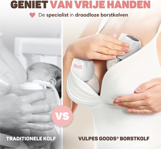 Vulpes Goods® BabyCare - Freihändige Milchpumpe - Elektrische kabellose Milchpumpe - Elektrische Doppelpumpe - Tragbar - 2 Stück