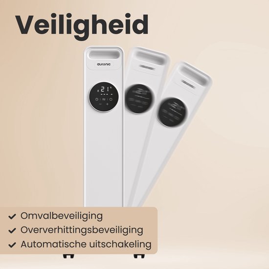 Auronic Olieradiator - Elektrisches Heizgerät - 2500W Heizgerät - Weiß