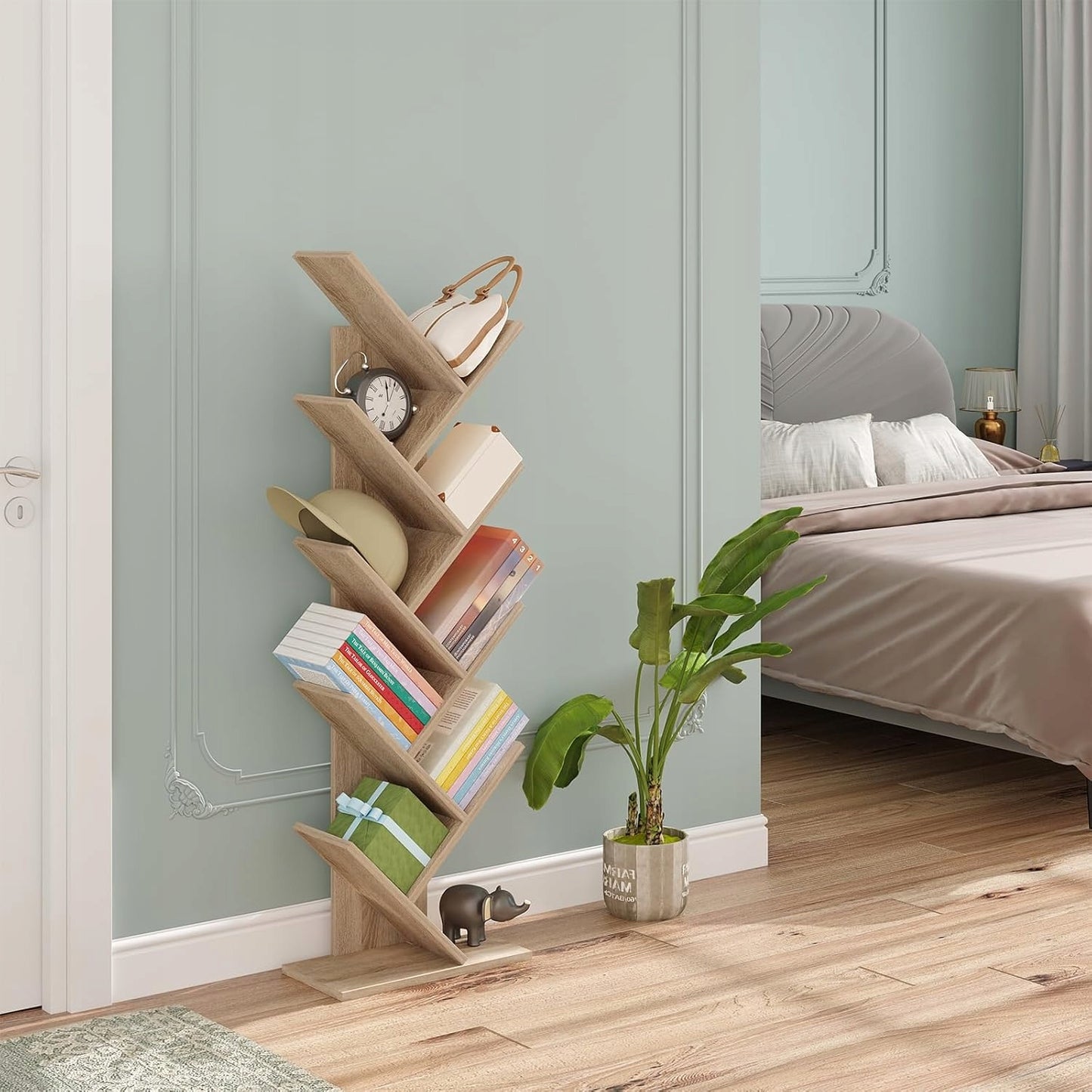 Eugad Bücherregal in Baumform – Helle Eiche – 40 x 127 x 20 cm