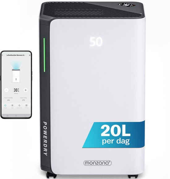 Monzana Luftentfeuchter - Wifi App 20 bis 30m² 20l/Tag - Weiß