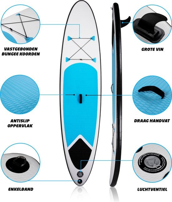 Dunlop Aufblasbares Sup Board mit Zubehör - Blau/Weiß - 305 x 71 x 10 cm
