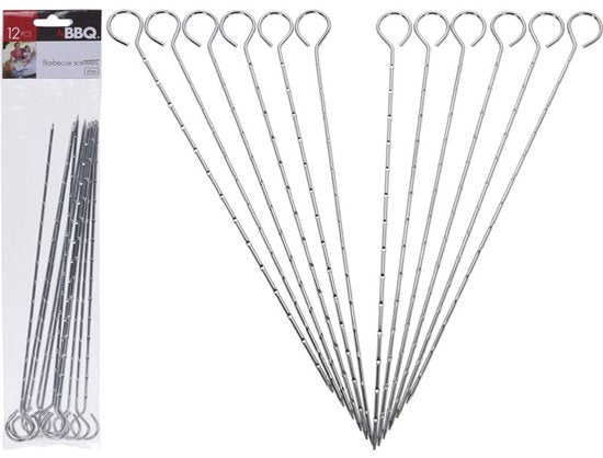 Grillspieße – 8 Stück – Metall – 27,5 cm – runder Griff – Grillzubehör