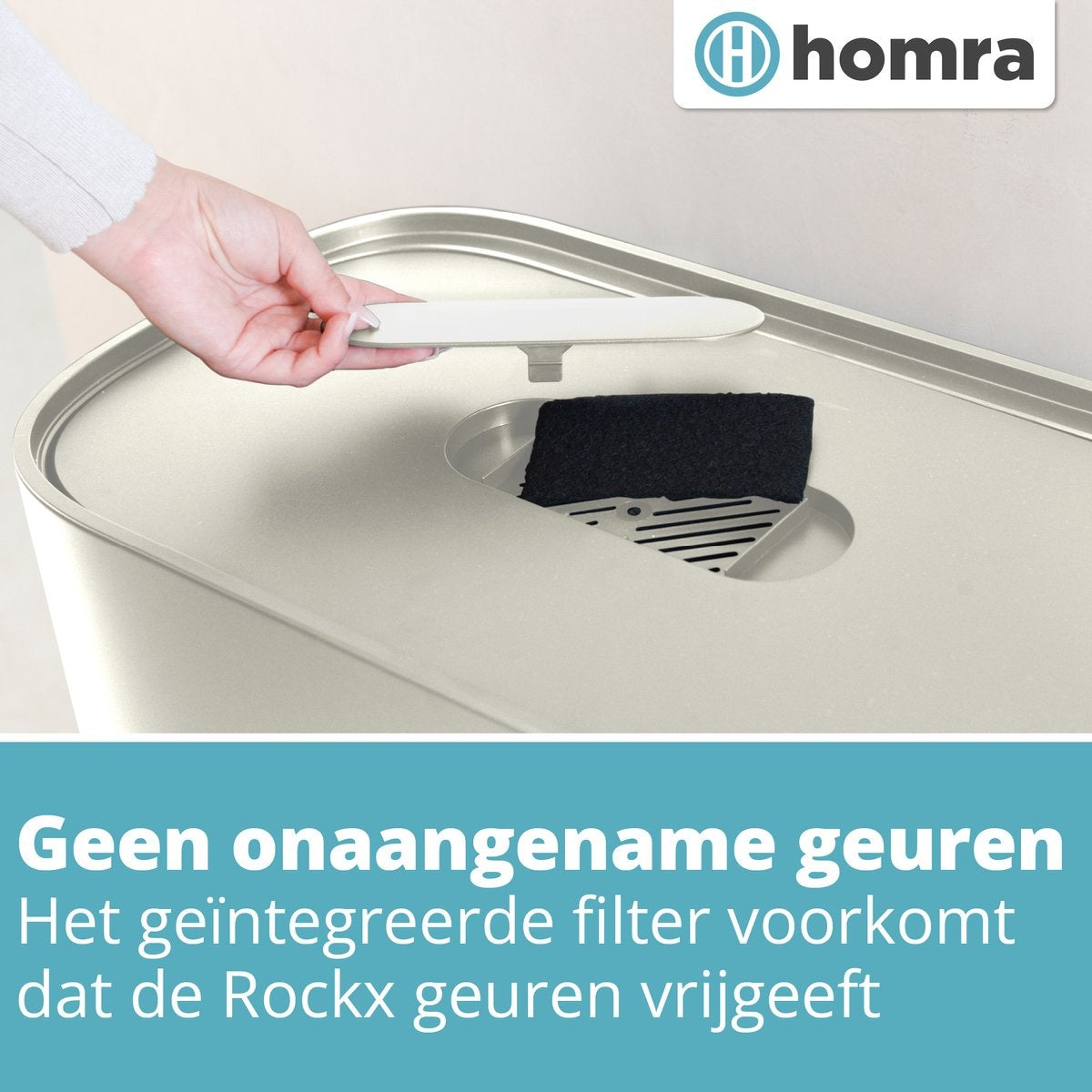 Homra Rockx Mülleimer 60 Liter - Duo-Treteimer 2X30L mit Geruchsfilter - Edelstahl Mülltrennung Mülleimer 2 Fächer - Recycling Mülleimer - Mülleimer Küche Mülltrennung - Abfalleimer - Doppelmülleimer Weiß Creme