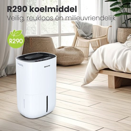 Auronic - Luftentfeuchter - 16 l Fassungsvermögen - Digitaler Luftfeuchtigkeitsmesser - Mit Nachtmodus & Timer - 2 l Wassertank - Kunststoff - Weiß