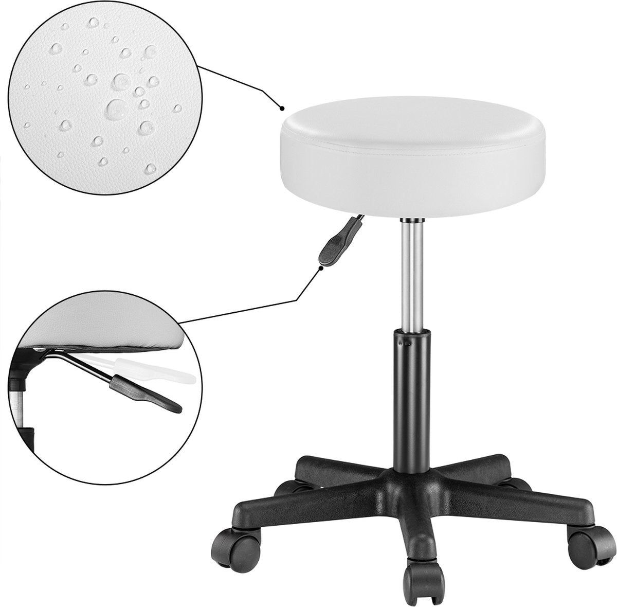 Casaria Tabouret/Bürohocker - drehbar und verstellbar - Weiß