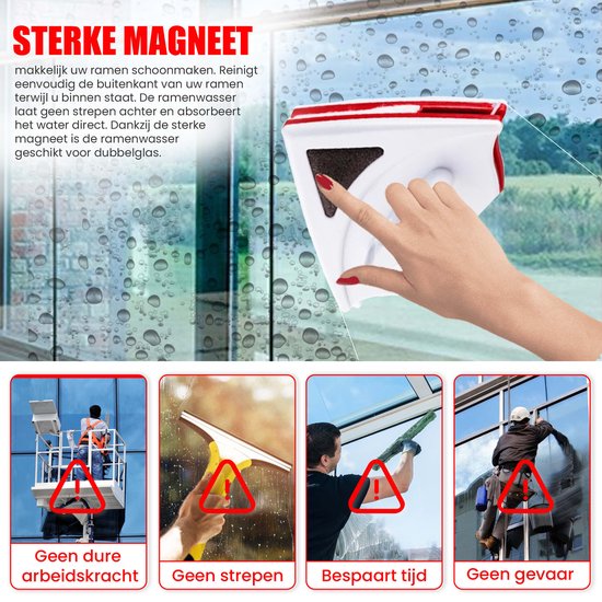 TibaGoods Magnetischer Fensterwischer für Doppelverglasung - Fensterreiniger - Magnetischer Fensterwischer