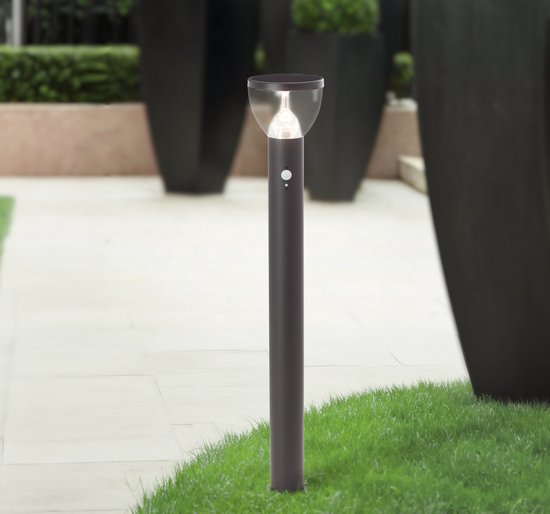 BRILLIANT LED-Außenstehleuchte, Solar, 92 cm, 430 lm, 3000 K, Edelstahl, schwarz