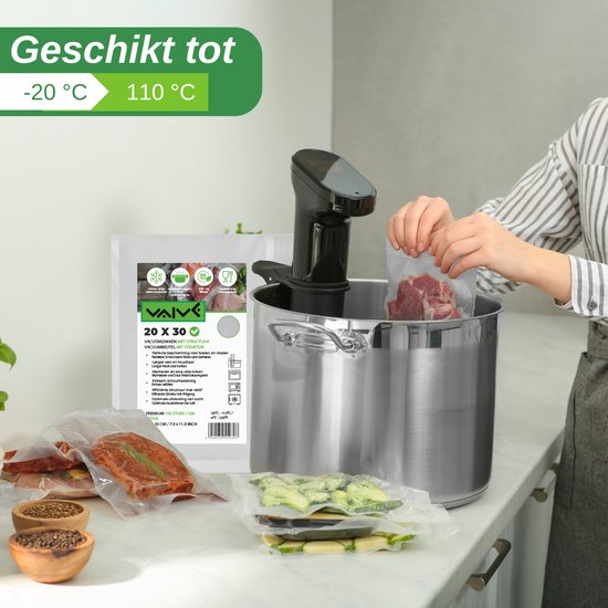 Vaive Vakuumbeutel Lebensmittel 17 x 25 - 100 Stück - Vakuum-/Sous-Vide-Beutel - BPA-frei